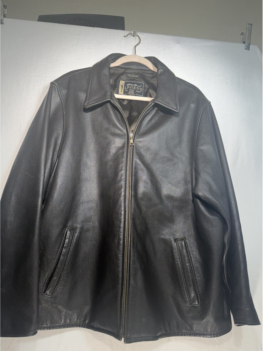 VTG Eddie Bauer Legend Leather Flight Jacket Black Womens XXL full zip Stine